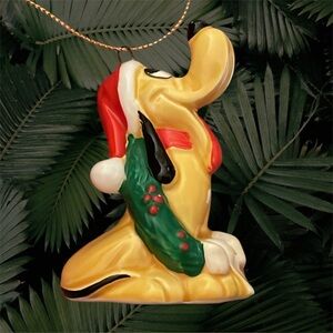 Walt Disney Productions Japan Pluto Porcelain Hand-painted Christmas Ornament